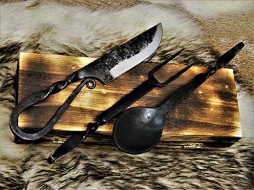 Mittelalter Besteck Set,handgeschmiedet Mittelalter Stahl messer 4209
