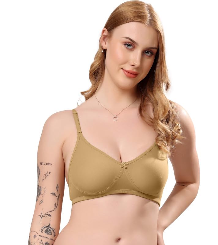 Image of London Hills Regular Bra for Women Everyday Non Padded Wire Free Mid Coverage Cotton Blend