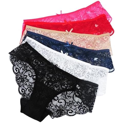 Sunm Boutique 6 Pack Womens Underwear Invisible Seamless Bikini Lace Underwear Half Back Coverage Panties Multicoloured Cover