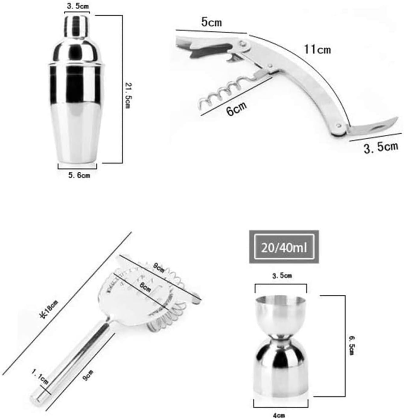 Set de Cóctel 7 Piezas de Acero Inoxidable con Soporte Expositor, Kit de Barman Completo 550ml para Home Bar y Fiestas | Set de Mixología Profesional para Principiantes y Expertos