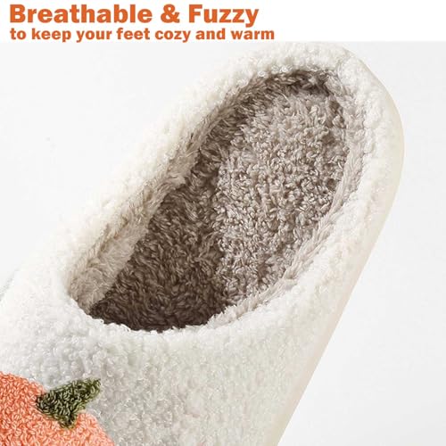 Halloween Slippers Pumpkin Slippers for Womens Mens Cute Comfy Bedroom Shoes,Home House Ladies Fuzzy Slipper,indoor Outdoor Memory Foam Slipper4