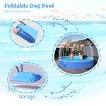 Pawtners 79" Foldable Dog Pool with Sprinkler & RGB LED Light, Collapsible Hard Plastic Swimming Pool for Small Large Dogs Cats and Kids, Portable Pet Bathing Tub Wading Pool for Backyard Camping Blue - Image 7