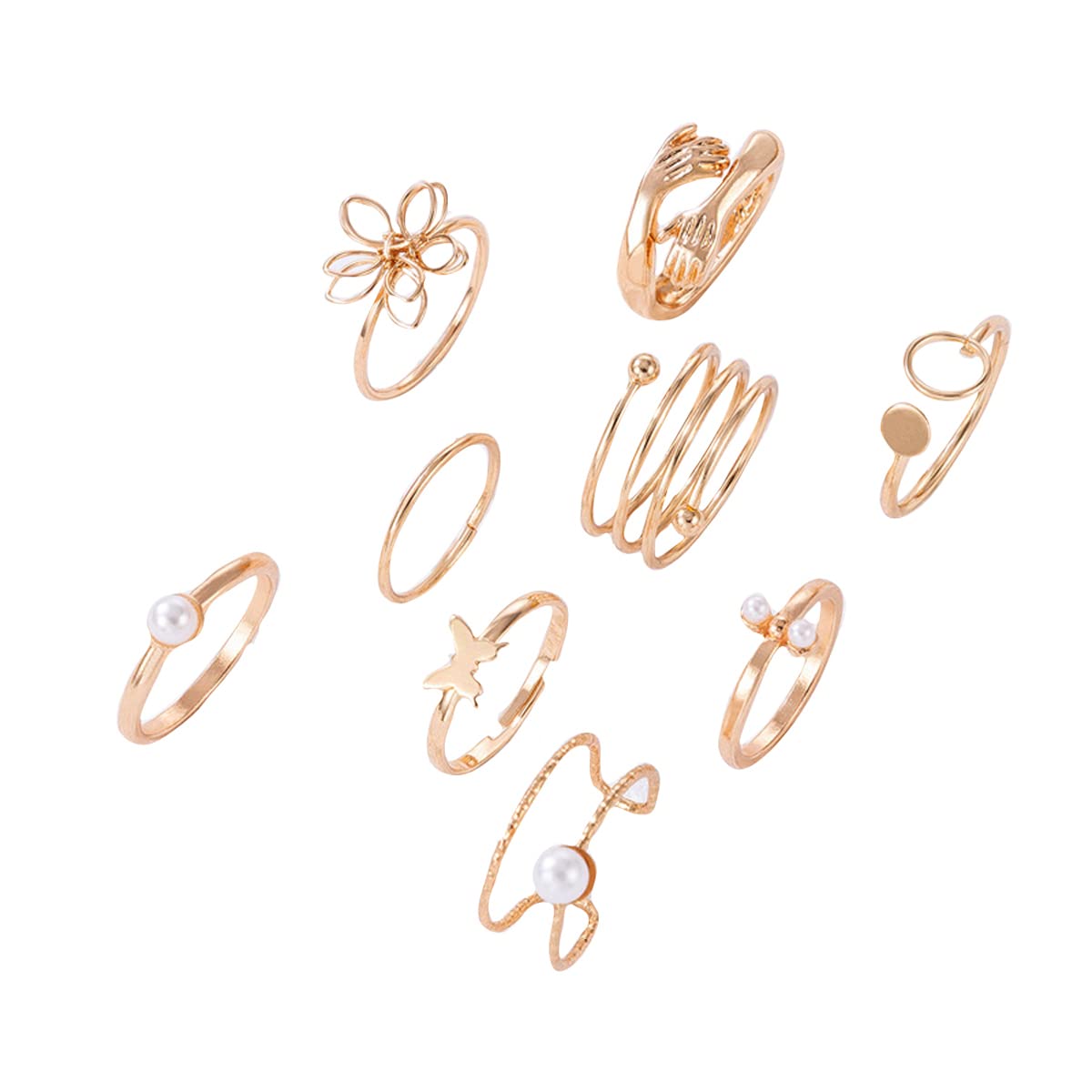 Jewels Galaxy Jewellery For Women Set of 9 Gold Plated Adjustable Hug-Floral Finger Ring (JG-PC-RNGT-984) (B0BQN7H8BG) Amazon Price History, Amazon Price Tracker