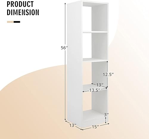 Miniatura 3 de MEDIMALL Estantería de 4 cubos, estante abierto independiente de 4 niveles con kits antivuelcos, organizador de almacenamiento de libros para