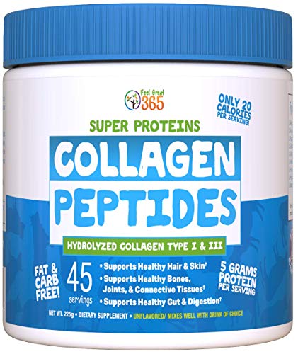 Collagen Peptides Protein Powder (45 Servings) by Feel Great 365 | Certified Grass