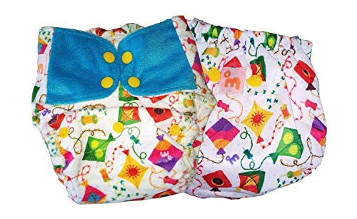 Superbottoms Cloth Diapers - Super Trim Supersoft Reusable Cover Diaper with 1 Stay-Dry Soaker [Day Time Use] (Coloured Skies)