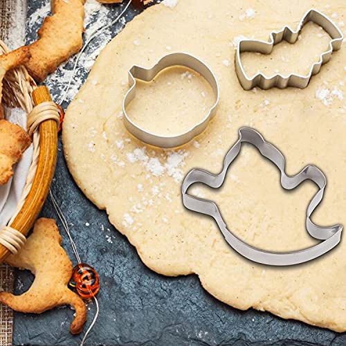 SULOLI Halloween Cookie Cutters,10 Pieces Halloween Biscuit Cutters Stainless Ghost Pumpkin Cookies Cutters for Baking - Image 9