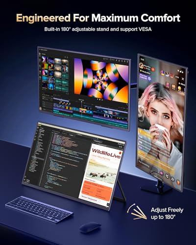 Image of Newsoul 23.8'' Portable Monitor 144Hz Gaming Monitor, 145% sRGB | 2000:1 | FreeSync Built-in Adjustable Stand, Speaker and VESA, USB-C HDMI Large Second Screen for Laptop, Mac-Book, PC, Game Console