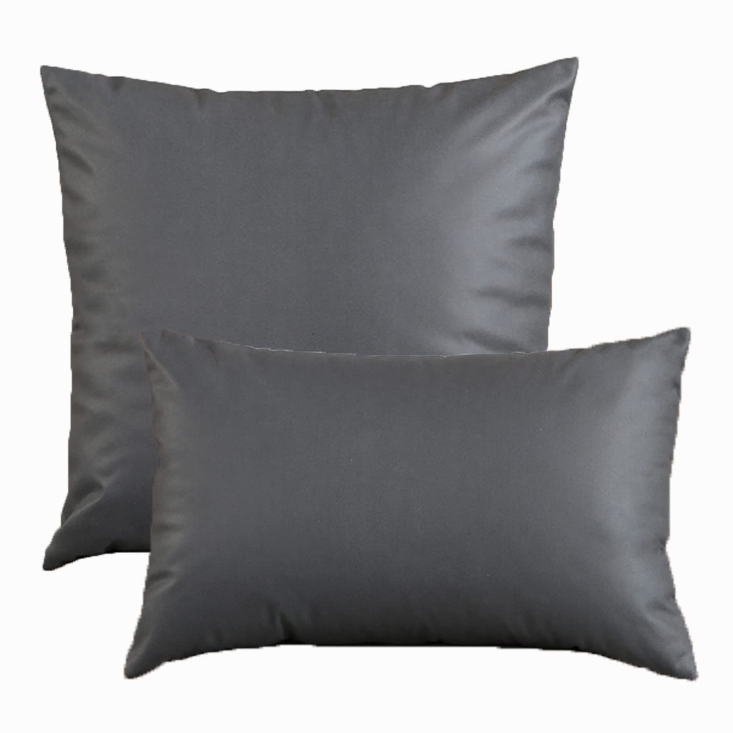 Federa per cuscino in tessuto tecnico, quadrata, decorativa, per divano e soggiorno (colore grigio scuro, 50 x 50 cm, set da 4)