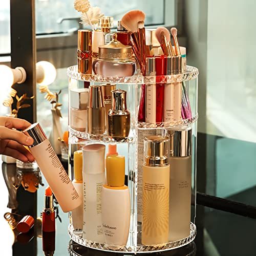 Unibana 360 Rotating Makeup Organizer, Adjustable Cosmetic Display Case For Bathroom Countertop Vanity Bedroom Large Capacity Storage Organizers For Makeup Brushes Lipsticks Perfume (Clear Acrylic) #TOP7
