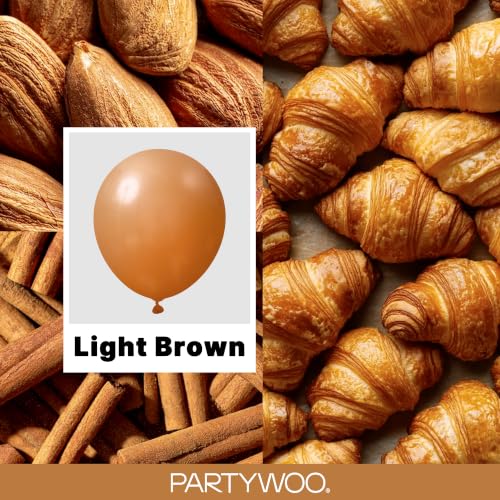 Image of PartyWoo Tan Balloons 140 pcs Different Sizes of 18 12 10 5 Inch Boho Neutral Light Brown Coffee Fall Latex Balloon Arch Kit for Birthday Safari Boy Baby Shower Jungle Party Decorations Brown-F10