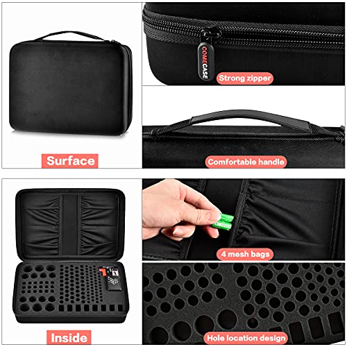 Comecase della nuova borsa organizzatore portaoggetti con custodia da trasporto - contiene 142 batterie AA AAA C D 9 V - Fits d-fantix tester batteria digitale bt-168d