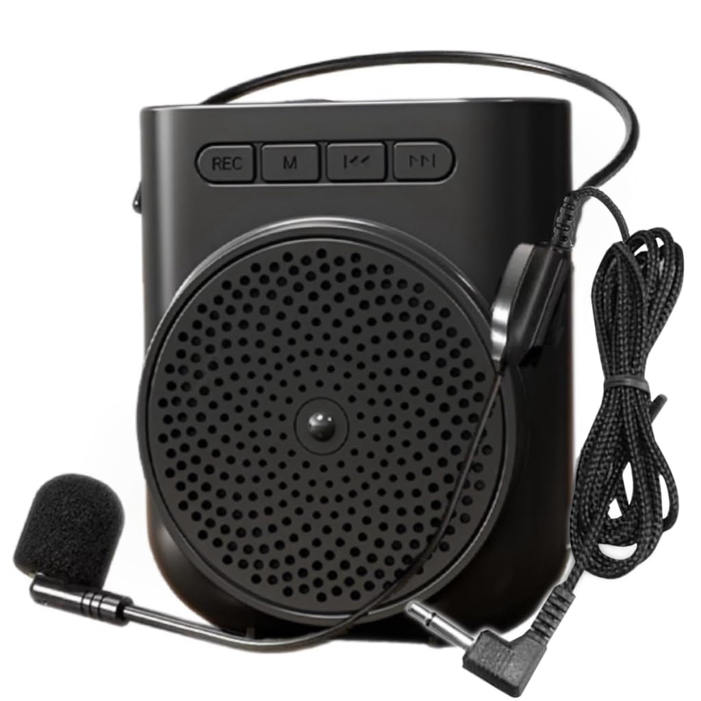 Mini amplificatore vocale portatile ricaricabile con microfono cablato auricolare e cintura, supporta Bluetooth e funzioni di registrazione, supporta la riproduzione musicale per insegnanti