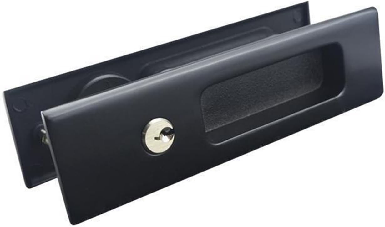 001B Thickened zinc Alloy Sliding Door Lock Sliding Door Folding Door Embedded Anti-Theft Invisible Hook Lock Type(160x45mmBlack)