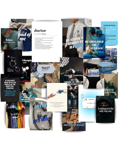 Image of Yellow Town India Doctor School Motivation Poster Kit | Set of 21 MultiSized Wall Collage Posters | Study Motivation for Medical Students | Room Decor for Future Doctors | 300 GSM + Free Adhesive