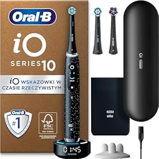 Oral-B iO Seria 10 Szczoteczka Elektryczna, Prezent Walentynkowy, 3 Końcówki, Stworzona w Technologii Braun, 7 Trybów, Etui Podróżne z Funkcją Ładowania, Czarna