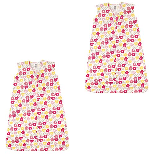 Image of Luvable Friends Unisex Baby Sleeveless Jersey Cotton Sleeping Bag, Sack, Blanket, Flowers Jersey 2-Pack, 0-6 Months