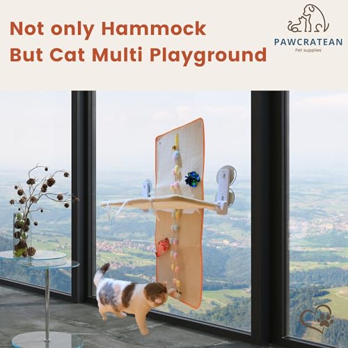 Rascador de pared para gatos con hamaca y juguetes miniatura 6