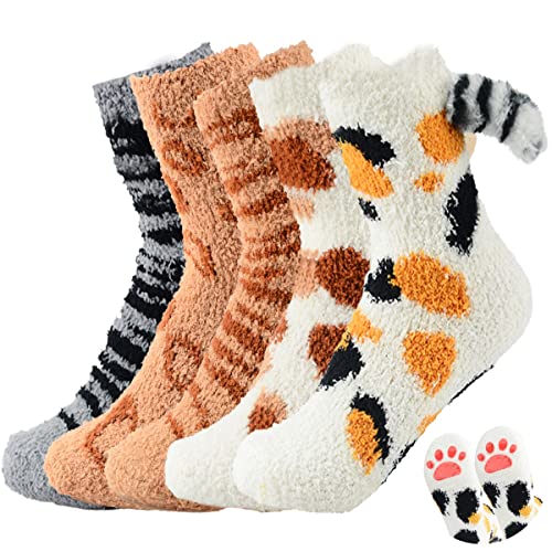 TOLOYE Kuschelsocken Damen, 5 Paar Flauschige Thermosocken Damen aus Coral Fleece, Niedlich Dicke Wintersocken Geschenke für Frauen, Wintersocken Damen für Freundin Schwester Mama, 35-40 Cover