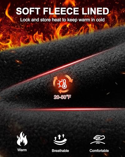 MAGCOMSEN Men's Fleece Lined Sweatpants with Zipper Pockets Athletic Workout Running Winter Water Resistant Pants3