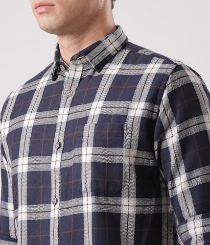 Image of TURMS Men's Casual Checks Shirts, Odor Control, Moisture Wicking, Button Down Collar, Cool Tech Cotton Fabric, Tailored Fit, Full Sleeve