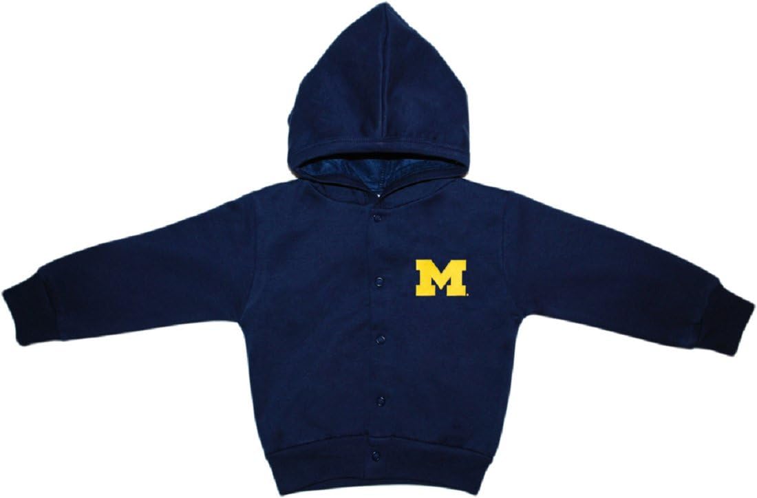 Creative Knitwear University of Michigan Wolverines Block M Snap Hooded Jacket, Navy, 18 Months