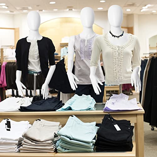 Sharewin Mannequin Torso With Stand Female Half Body Dress Form Plastic Detachable Manikin Stand Height 30”-46” High Stability Metal Base, White (Female) #TOP2