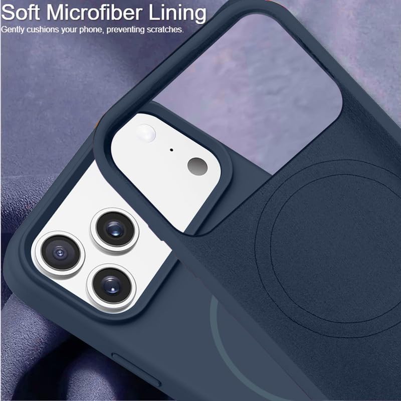 Image of LuxuryKase Silicone Magnetic Case for iPhone 17 Pro Max | Soft Microfiber Lining | MagSafe Support | Shockproof Protective Cover | Precise Cutouts | Slim Fit Design - Blue