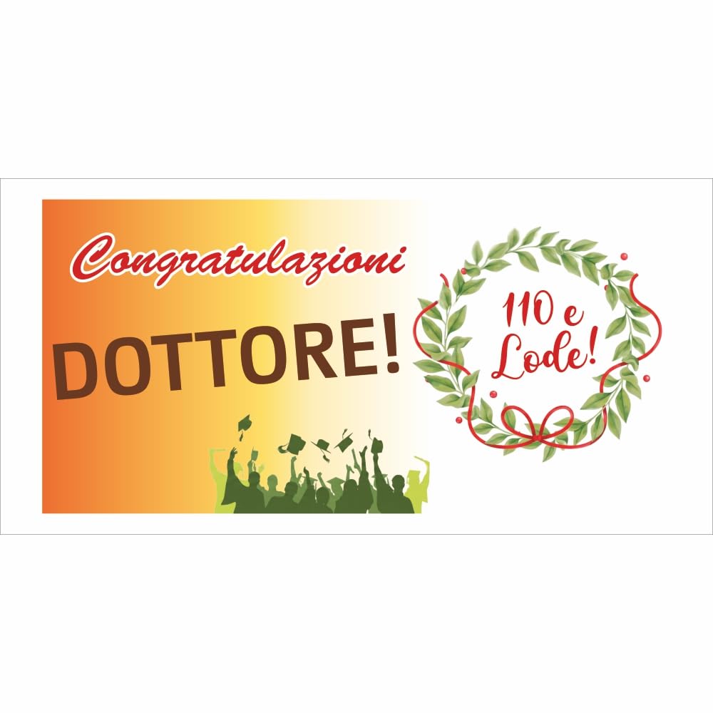 M-Italy STRISCIONE FONDALE LAUREA - LAUREA mod 10 - STRISCIONE PERSONALIZZATO IN CARTA O IN BANNER PVC ANCHE DA ESTERNO GARANZIA 5 ANNI (Banner, 150x200 cm)