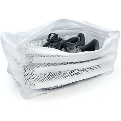 HANGERWORLD White Padded Mesh Wash Bag for Trainers Cover