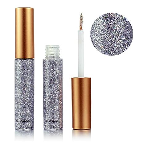 Ouken Glitzer Flüssiger Eyeliner Lange Dauerhafter Wasserdichter Schimmer Hochpigmentierte Silberne Metallische Eyeliner Glitzer Make-up Cover