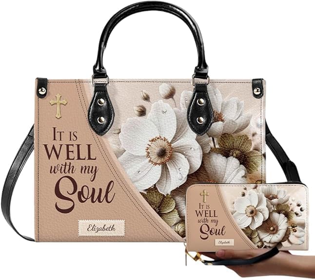 Personalized It Is Well With My Soul Christian Leather Handbags And Purses For Women