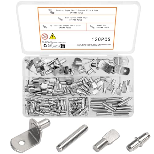 zrfgbxim 120 Stück Regalbodenträger, 5mm 6mm Bodenträger für Einlegeböden Kleiderschrank, 4 Stile Metall Einlegeboden Halter für Schränke Bücherregal Küchenschrank Schrankbretter Halter