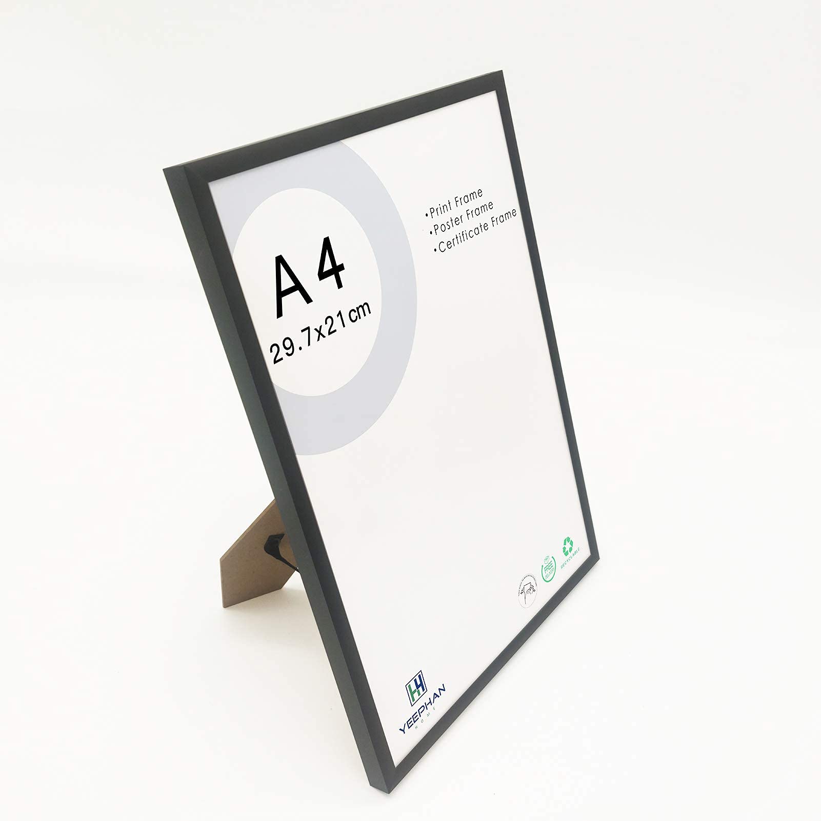 A4 Bilderrahmen mit kunststoffglas Front, 3 Stück, 21 x 30 cm, schwarzer Metall-Zertifikatrahmen-Kollektion, Fotorahmen, Wandgalerie, Collagenrahmen für Wandmontage und Tischdisplay