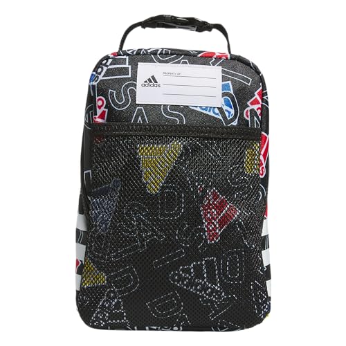 Image of adidas Unisex Santiago Lunch Bag, Insulated School Food Container Box Discontinued, Adi Comp Black /Bright Royal Blue /White /3.0, One Size