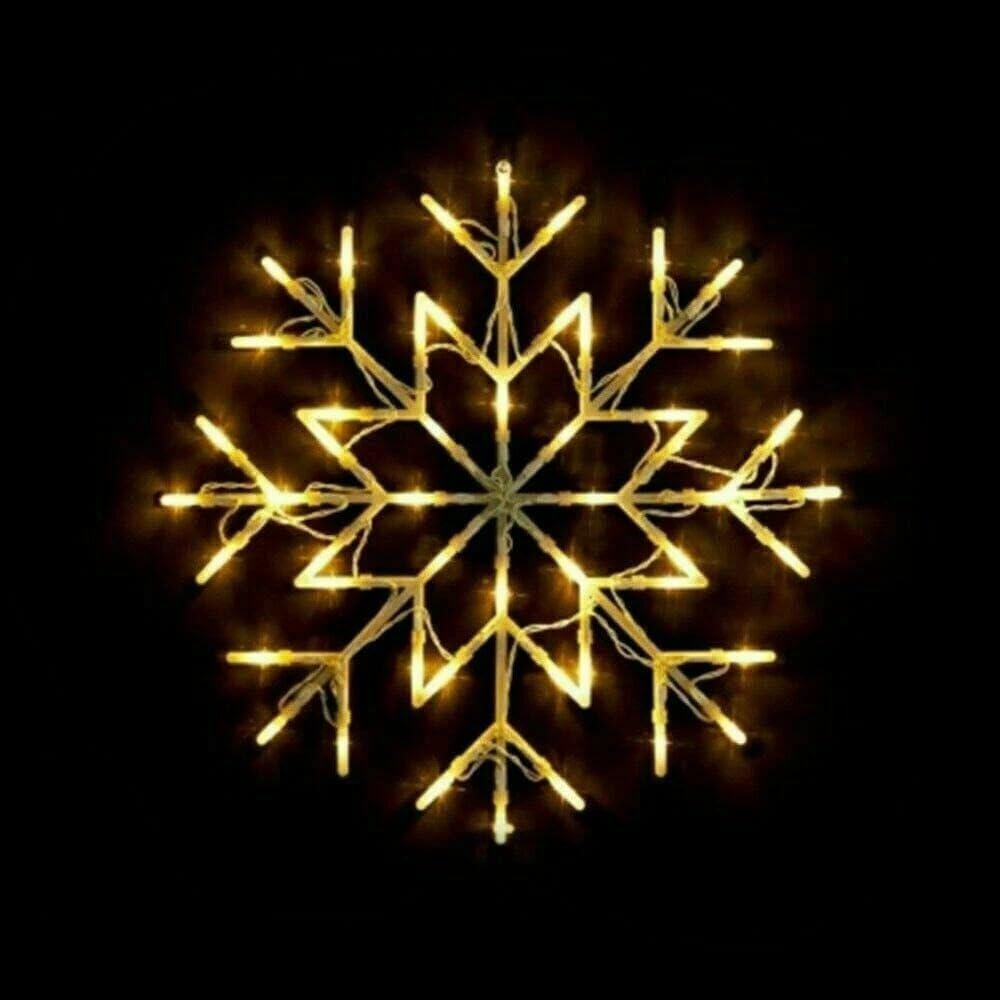 Adeptna Warm White 50 Led Snowflake Christmas Light - Flashing Silhouette Home Window Xmas Festive Party Decoration Lights Home Office Indoor (Warm White)