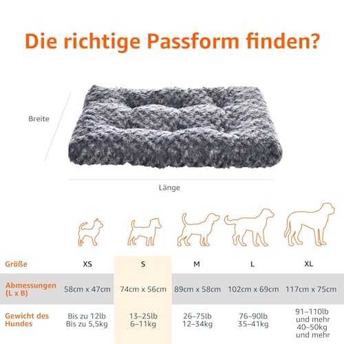 Amazon Basics Maschinenwaschbar Hundebett und Haustierbett für Kleine Hunde und Katzen - Waschbar und Strapazierfähig, 74 x 53 x 8 cm, Graue Wirbel