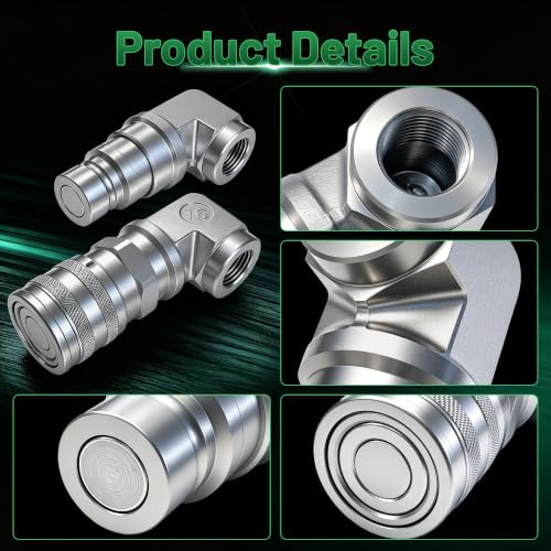 Image of Flat Face 90Skid Steer Hydraulic Quick Coupler,1 /2 inchNPT x 1 /2 inchBody Male