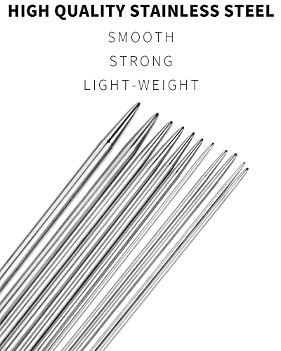 Hicello 44Pcs Double Pointed Knitting Needles 11 Sizes 10" 25Cm ,Stainless Steel Sweater Knitting Needles, Crafts Yarn Tool Sets #TOP2