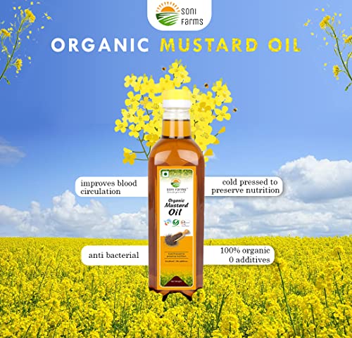Image of Soni Farms 100% Pure and Organic Mustard Oil 2 Litre Natural Chemicals and Preservatives Free Cooking Oil