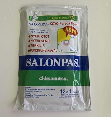 Salonpas - Parche para aliviar el dolor de espalda, cuello, hombros, rodillas y dolores musculares, 12 tiritas, 6,5 x 4,2 cm, Salón [como