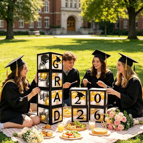 Arche de ballons et boîtes centres de table pour décorations de diplôme 2026 - 2