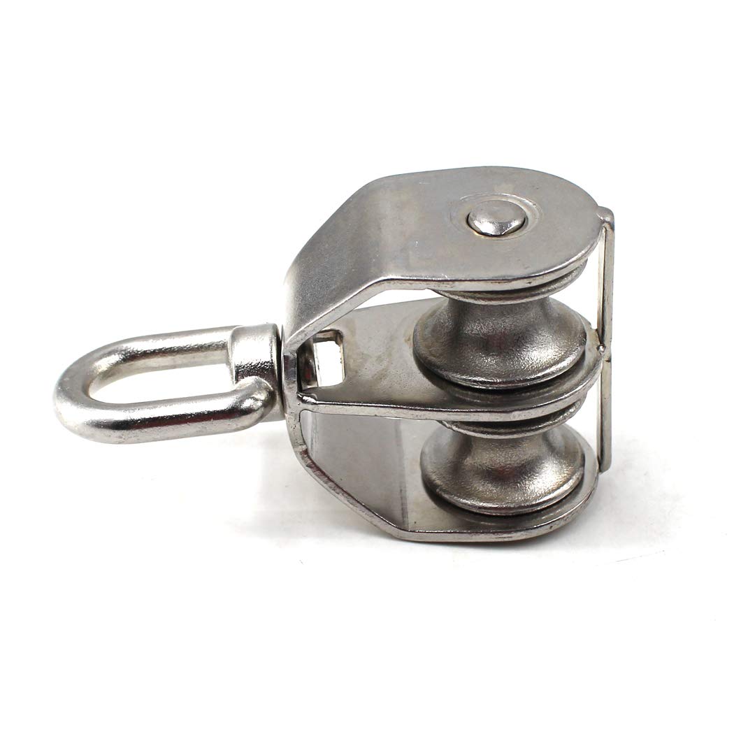 Flomore M32 Wire Rope Double Pulley Block 304 Stainless Steel Roller Pulley Bearing Roller Pack Of 1 Loading:250kg