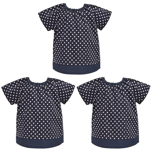 COLORFUL CANDY STYLE 半袖スモック(120-130cm) ポルカドット・紺 3枚セット 女の子 かわいい 子供用 半袖 スモック 幼稚園 エプロン 小学生 用 子供 書道 美術 おしゃれ N1322623-BTR