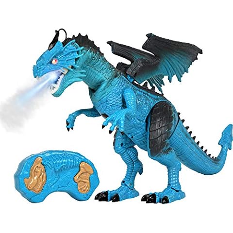 Kiddie Play Remote Control Dinosaur Toys LED Light Up Walking Dragon Roaring and Spraying Smoke Realistic t rex Dinosaur Toys for Boys and Girls 3-12 Years Cover
