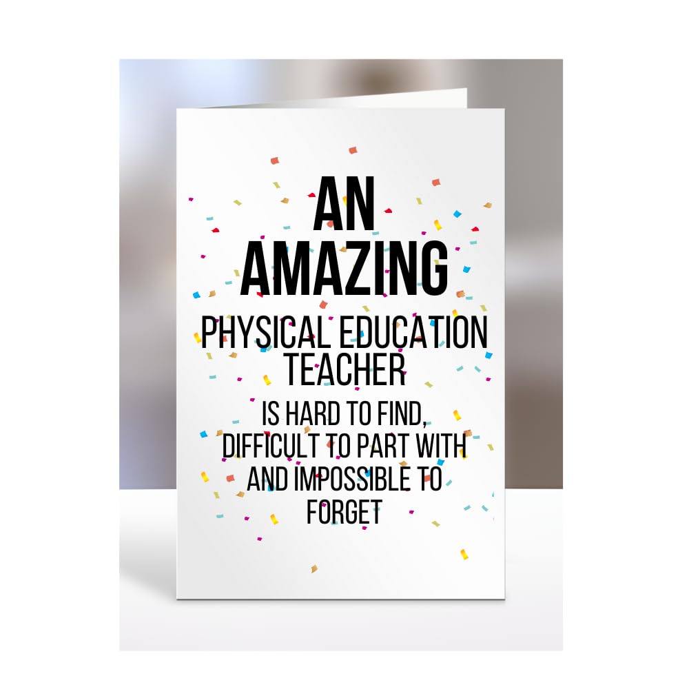 Retirement Card for Women Men, Leaving Gifts for Colleagues, Boss, Farewell, Goodbye Presents for Physical Education Teacher, An amazing is hard to find, A5-225c_18 — image 1
