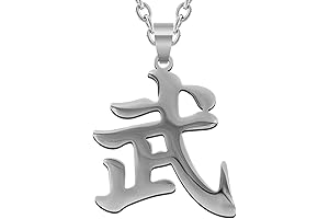 Warrior Necklace: Black Kanji Pendant for Men and Women