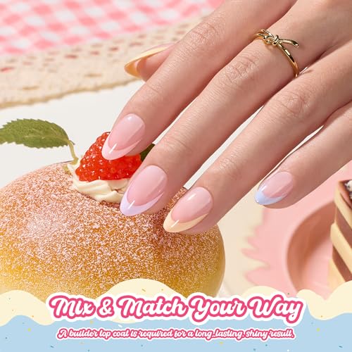 Image of Beetles French Tips Press On Nails, Pastel Nails Short Almond 6 Colors 192 Pcs,Colorful Fake Nail Tips, Pink Blue Green Soft Gel Nails False Nails Art DIY For Women