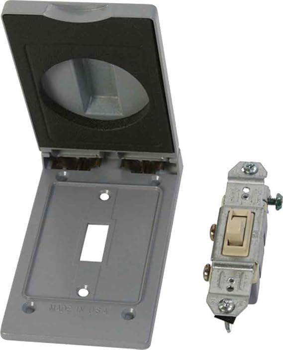 Made in USA Weatherproof Electrical Outlet Box Cover & Single Pole
