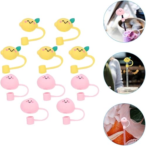 Miniatura 5 de Healifty Paquete de 10 fundas de pajita, cubiertas de silicona para popotes de 0.315 a 0.315 pulgadas, tapones reutilizables para popotes para vasos